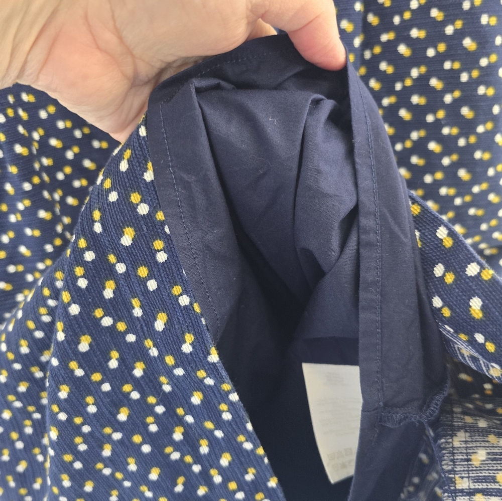 BODEN Navy Blue W/ White&yellow Dots S Sleeve Shift Zip Back Cotton Dress. Sz 8 - Picture 8 of 12
